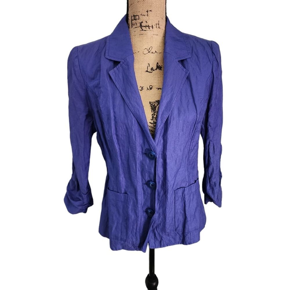 Chico's Blazer Womens SZ S Metallic Slouchy Scrunch Office Work Corporate Casual